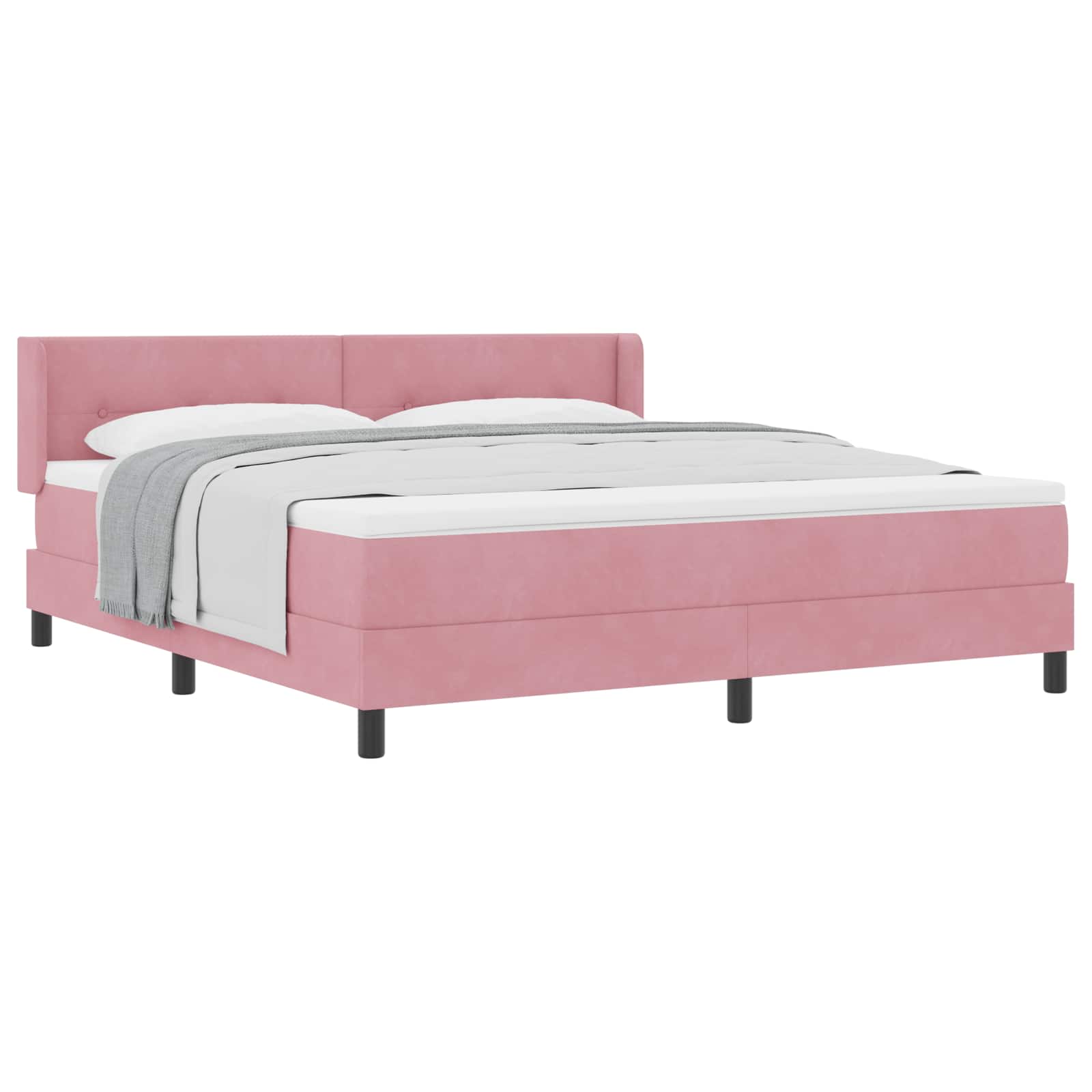 Bäddfjäder med huvudgavel Rosa 200 x 180 cm Sammet