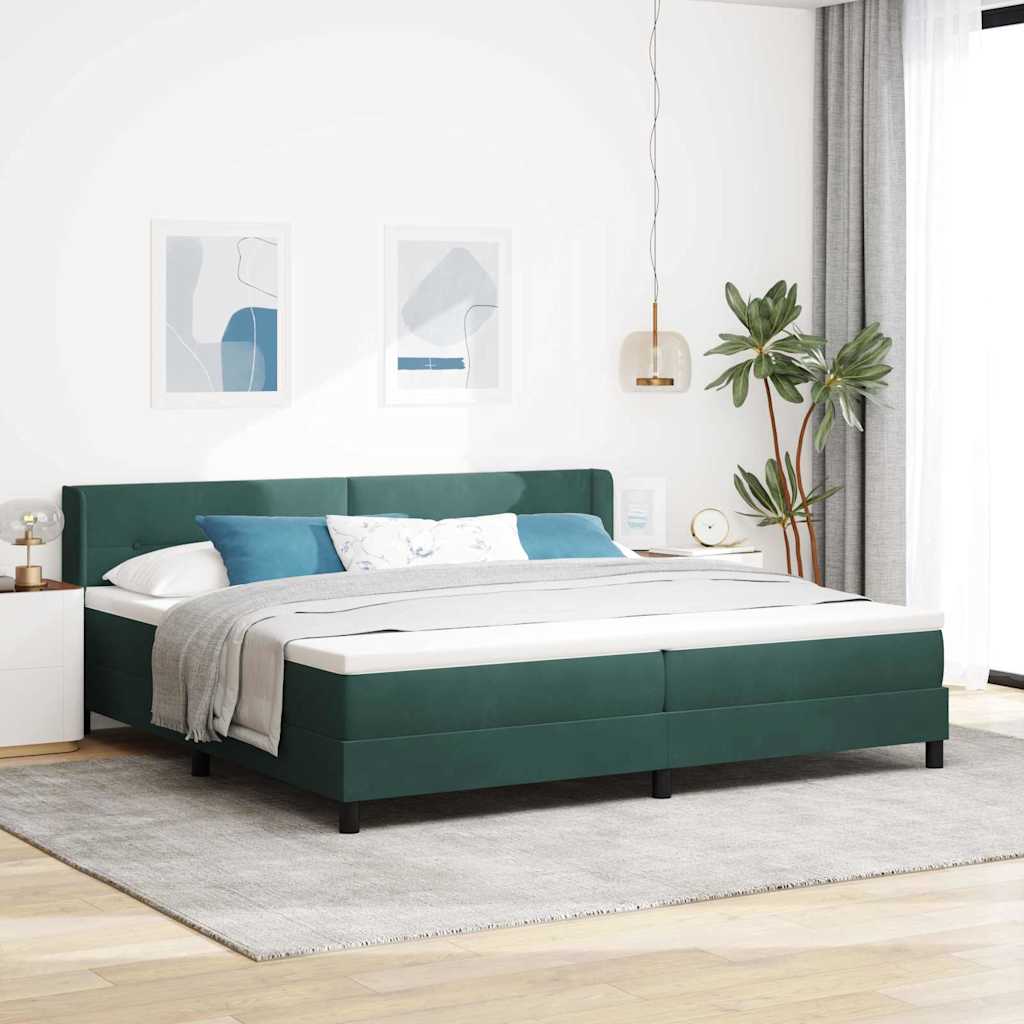 Bäddfjäder med huvudgavel Mörkgrön 200 x 200 cm Sammet