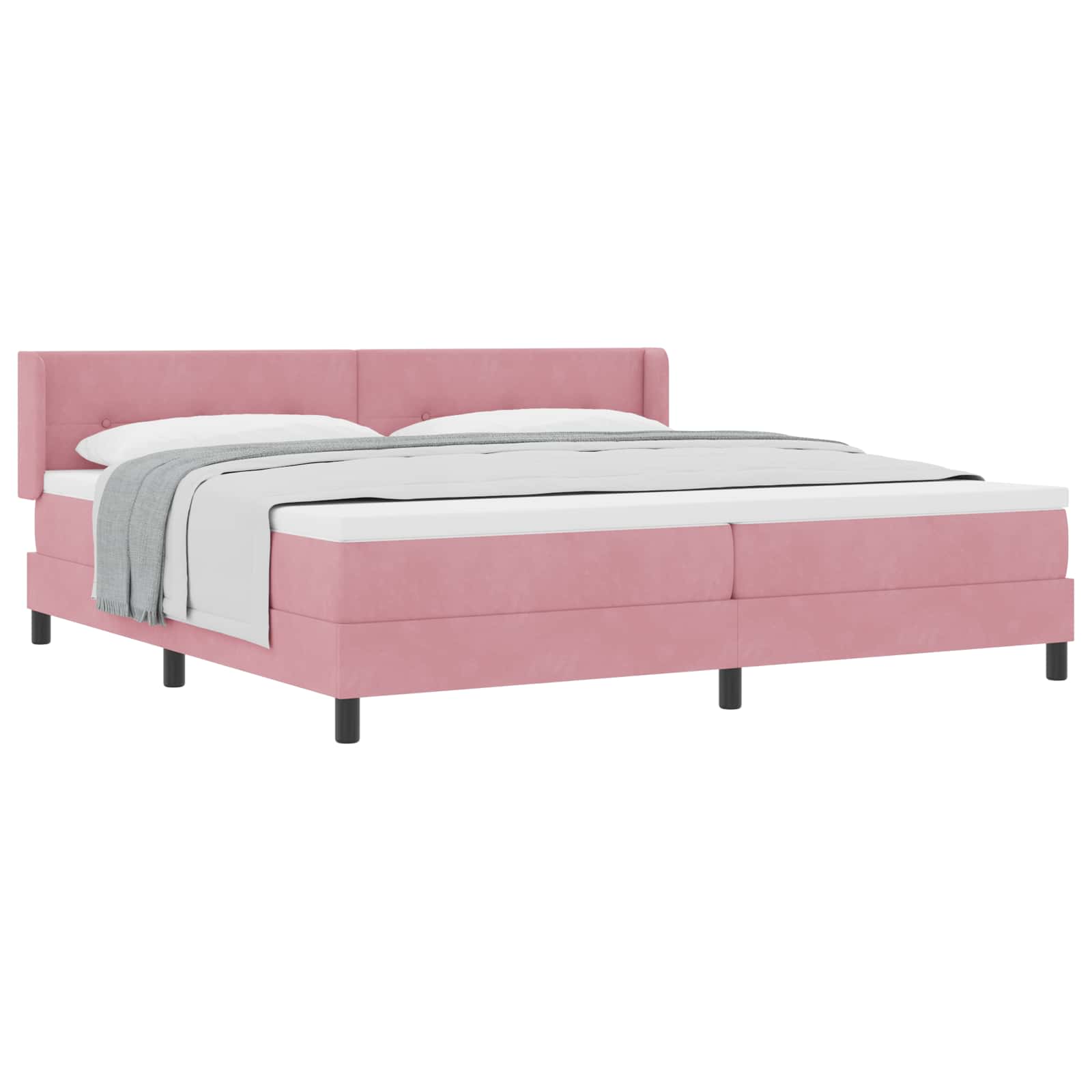 Bäddfjäder med huvudgavel Rosa 200 x 200 cm Sammet