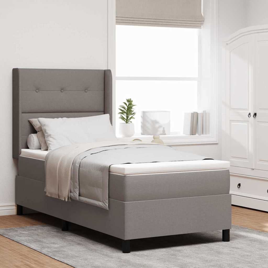 Bäddfjäder med kudde med huvudgavel Taupe 200 x 100 cm tyg