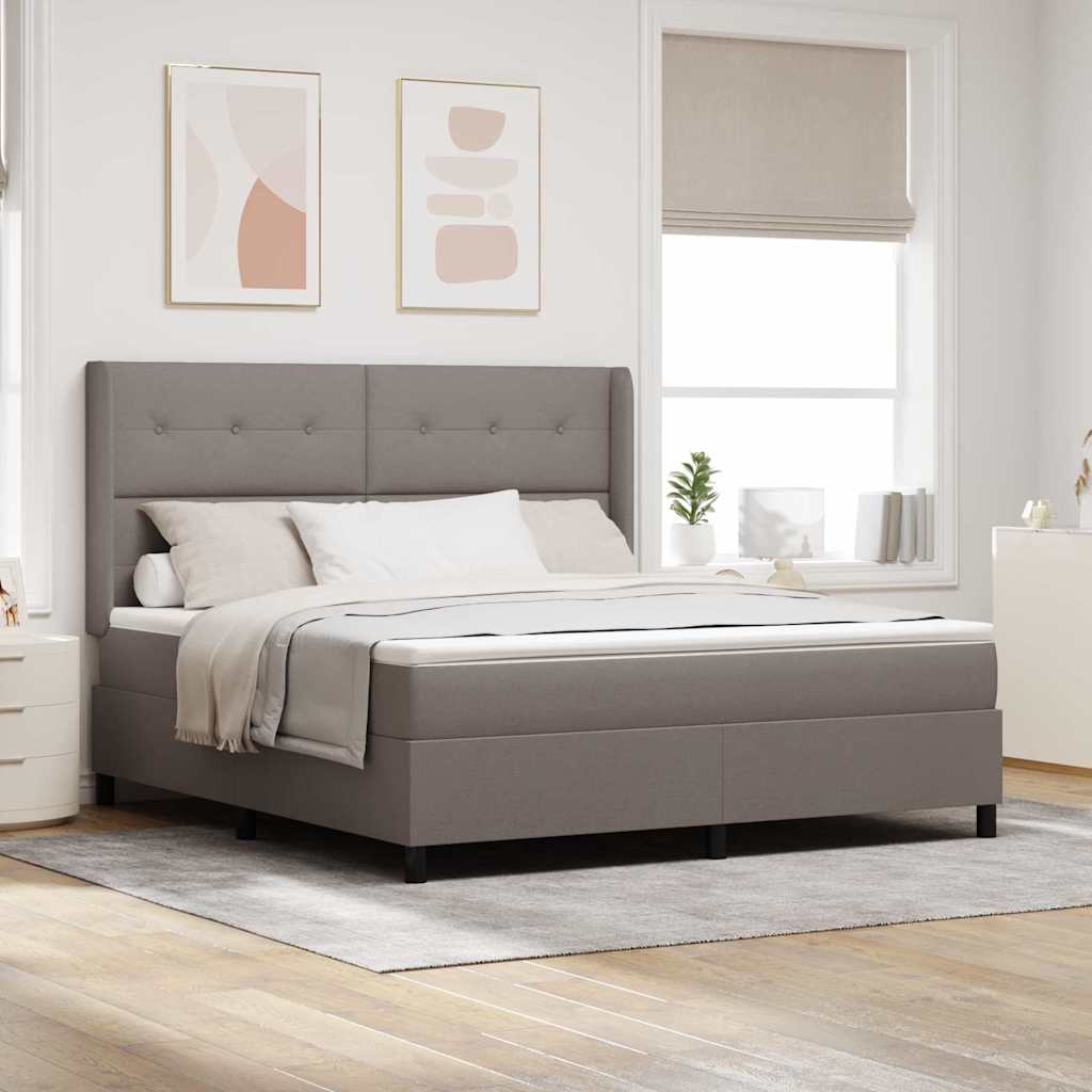 Bäddfjäder med kudde med huvudgavel Taupe 200 x 180 cm tyg