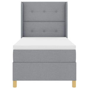 Bäddfjäder med madrass med huvudgavel Ljusgrå 80 x 200 cm tyg