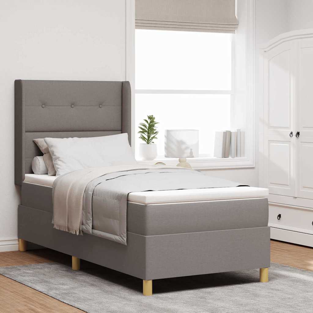 Bäddfjäder med huvudgavel Taupe 80 x 200 cm tyg