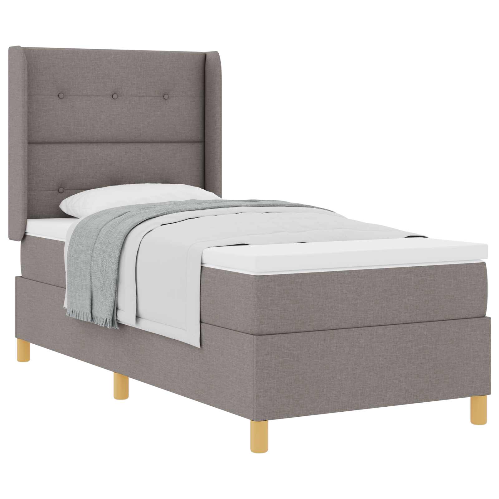 Bäddfjäder med huvudgavel Taupe 100 x 200 cm tyg
