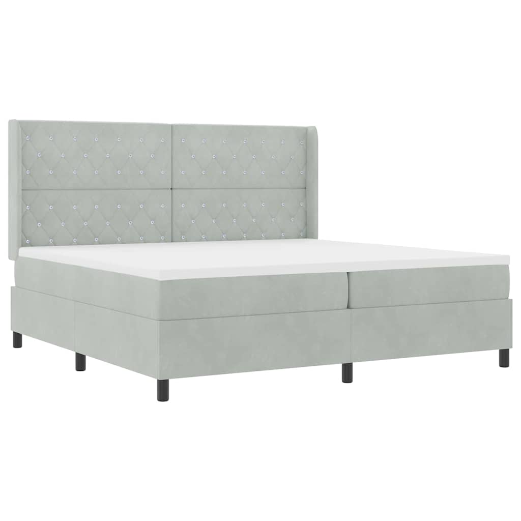Bäddfjäder med madrass Ljusgrå 200 x 200 cm Sammet