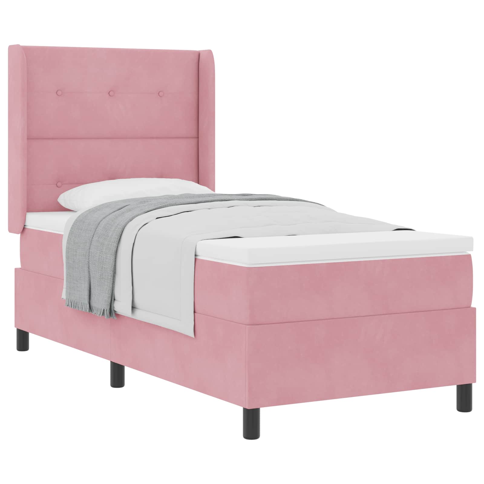 Bäddfjäder med huvudgavel Rosa 80 x 200 cm Sammet