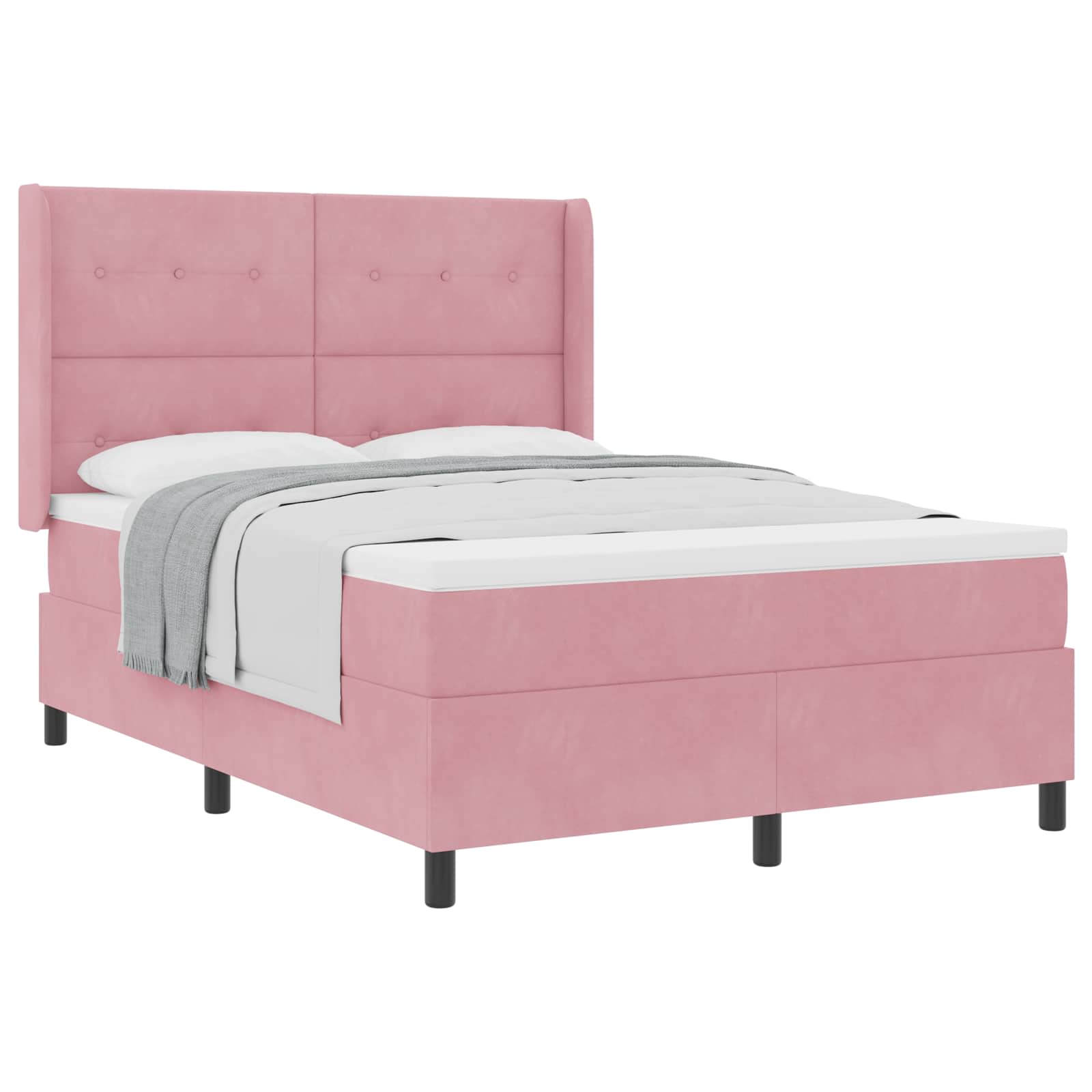 Bäddfjäder med huvudgavel Rosa 140 x 190 cm Sammet