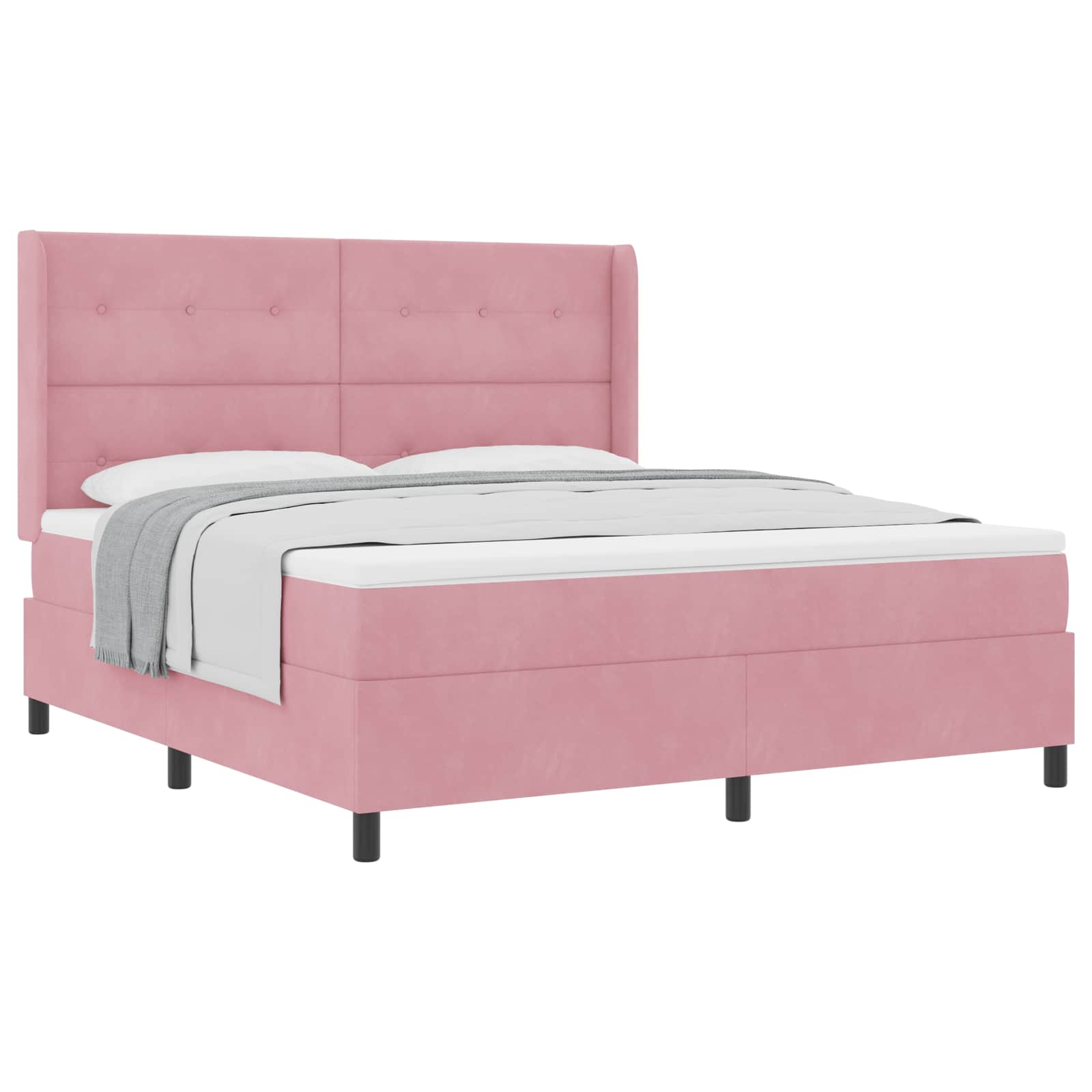 Bäddfjäder med huvudgavel Rosa 180 x 200 cm Sammet