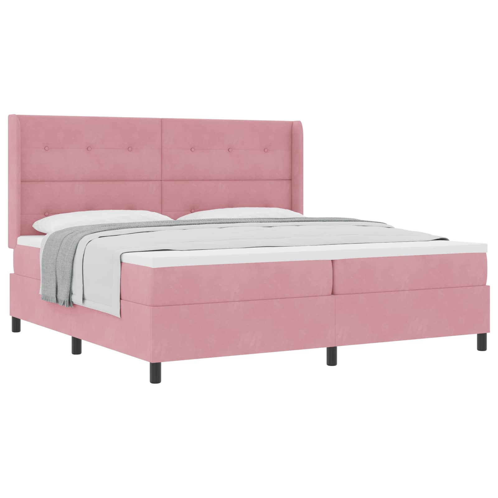 Bäddfjäder med huvudgavel Rosa 200 x 200 cm Sammet