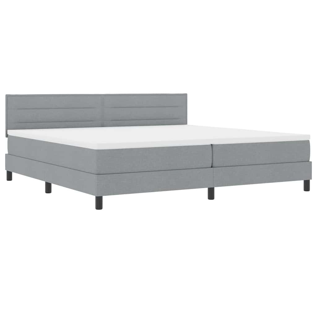Bäddfjäder med madrass med led Ljusgrå 200 x 200 cm tyg