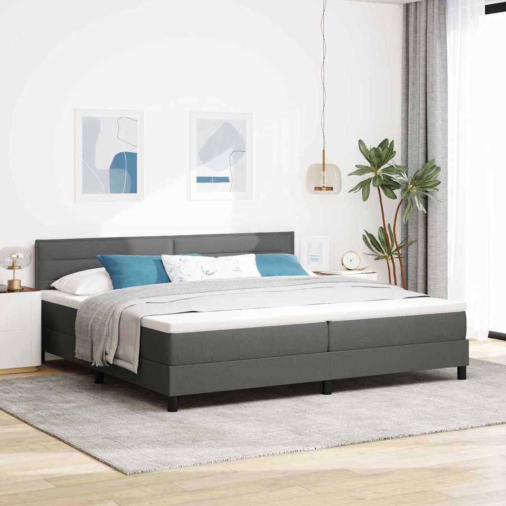 Bäddfjäder med madrass med led Mörkgrå 200 x 200 cm tyg
