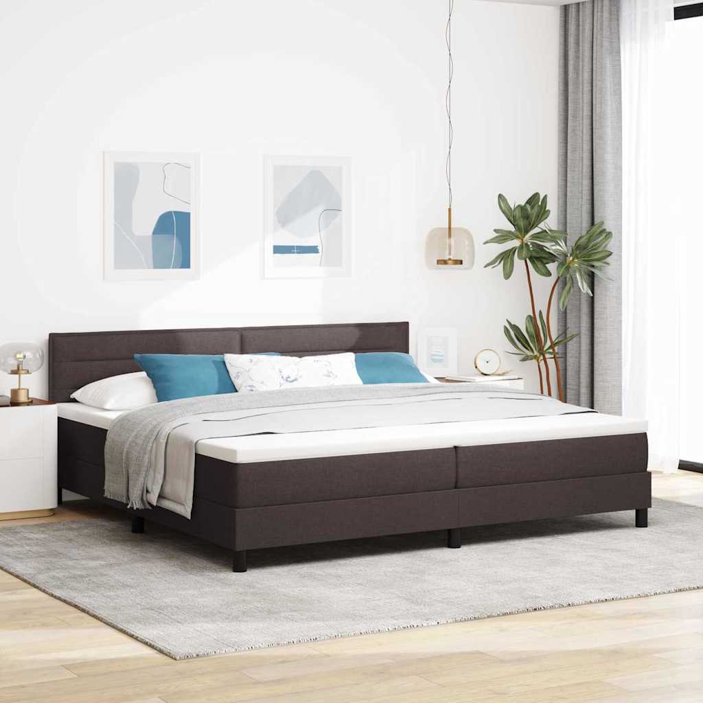 Bäddfjäder med madrass med led Mörkbrun 200 x 200 cm tyg