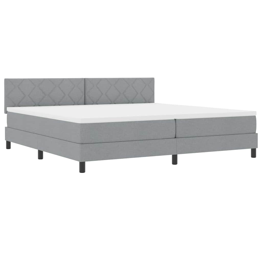 Bäddfjäder med LED-ljusslingor Ljusgrå 200 x 200 cm tyg