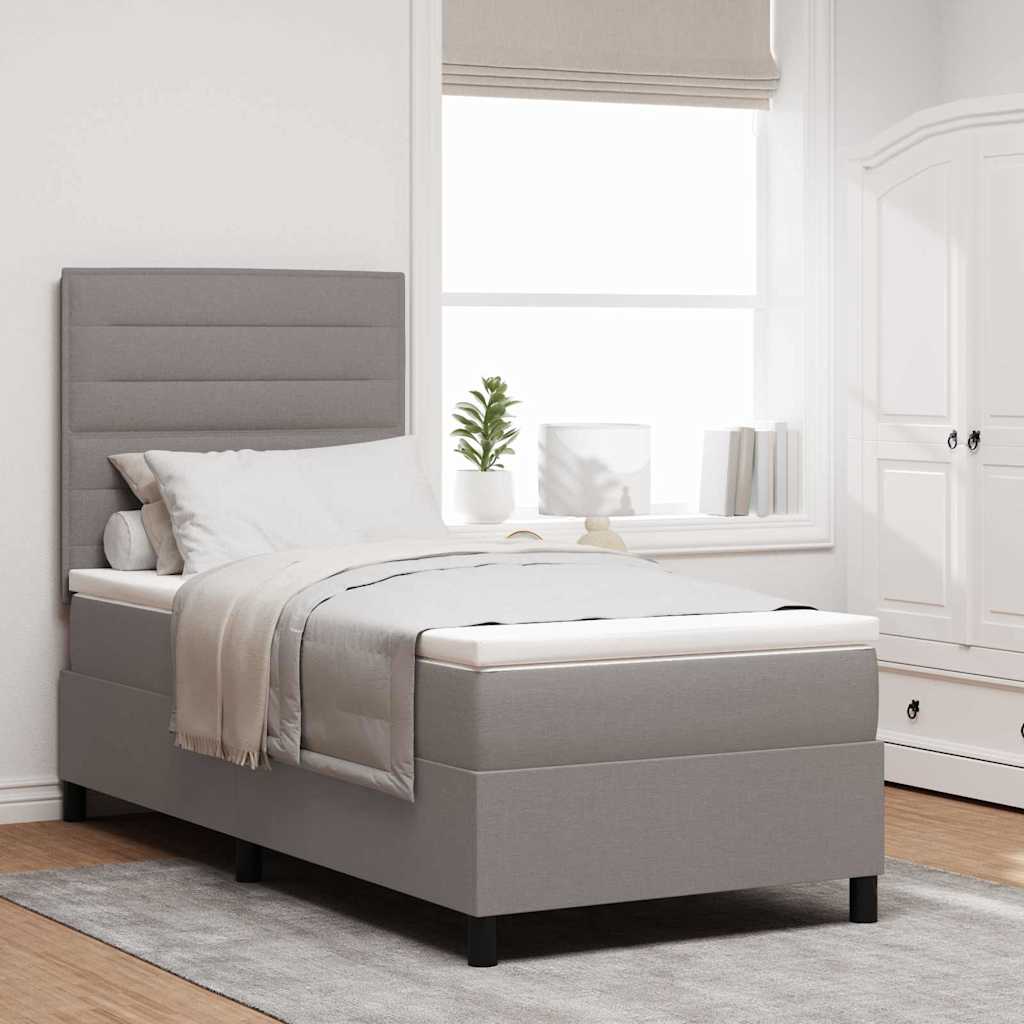 Bäddfjäder med madrass med led Taupe 100 x 200 cm tyg