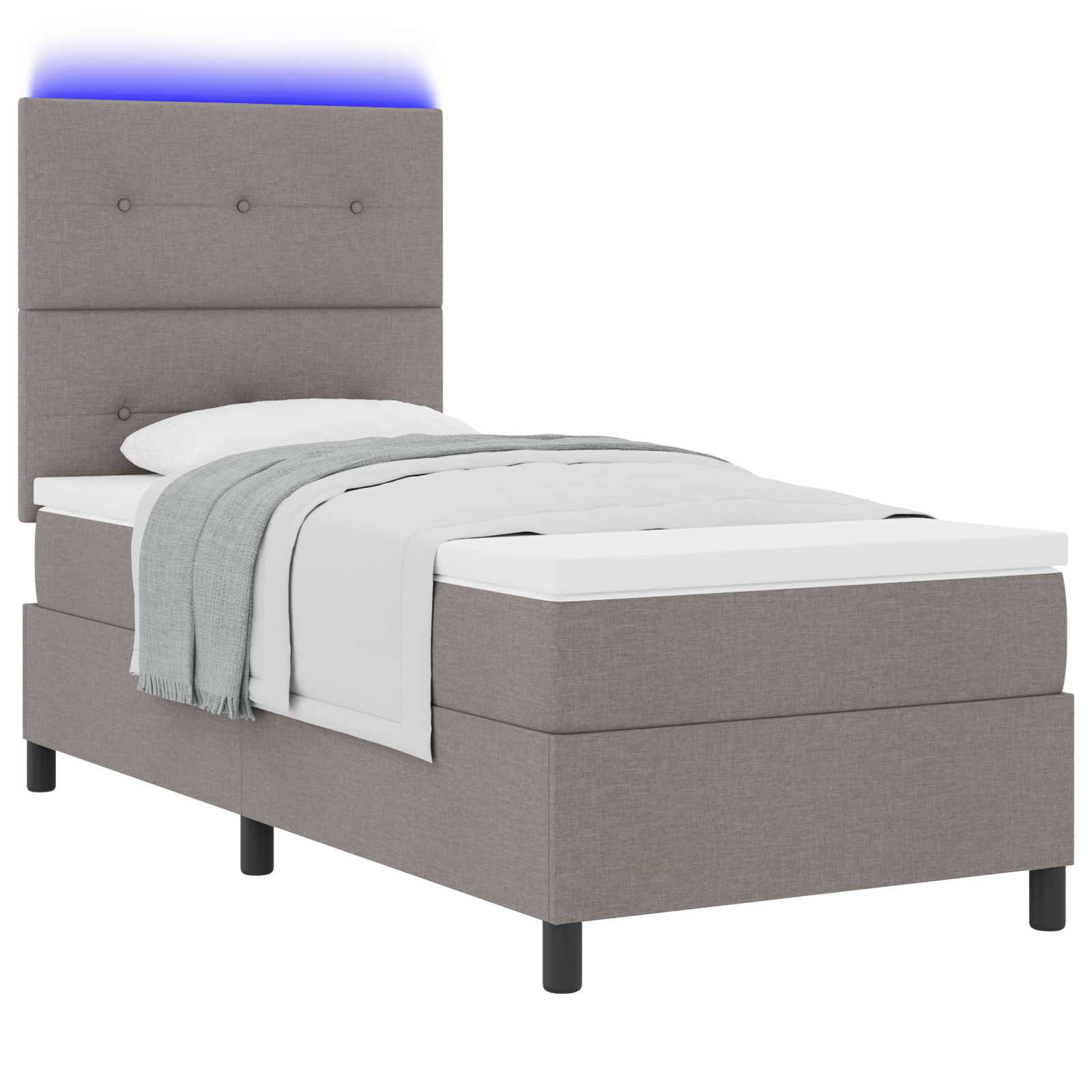 Bäddfjäder med LED-ljusslingor Taupe 90 x 190 cm tyg