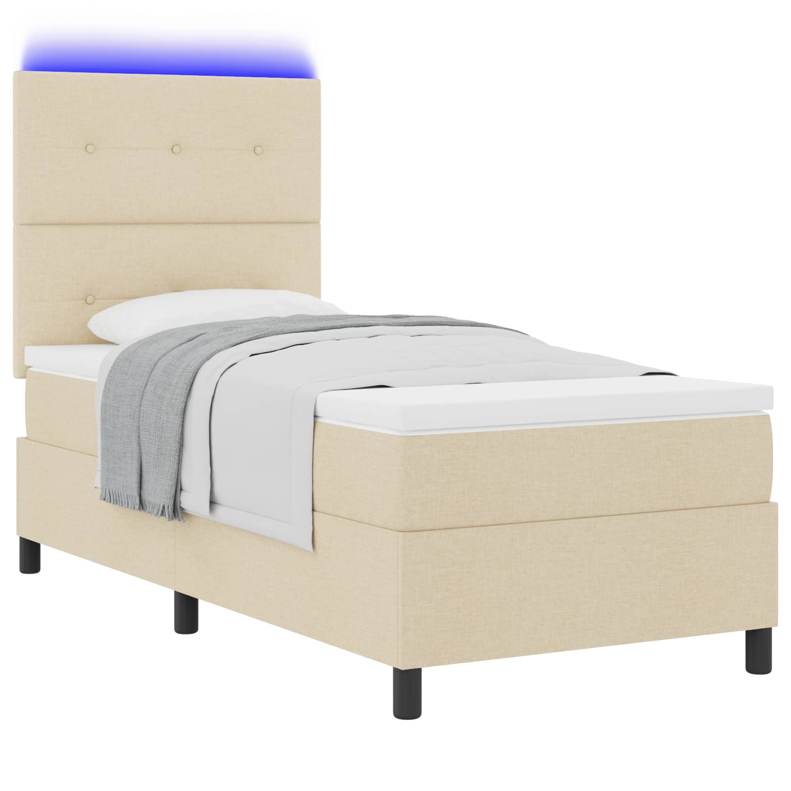 Bäddfjäder med LED-ljusslingor Kräm 90 x 190 cm tyg