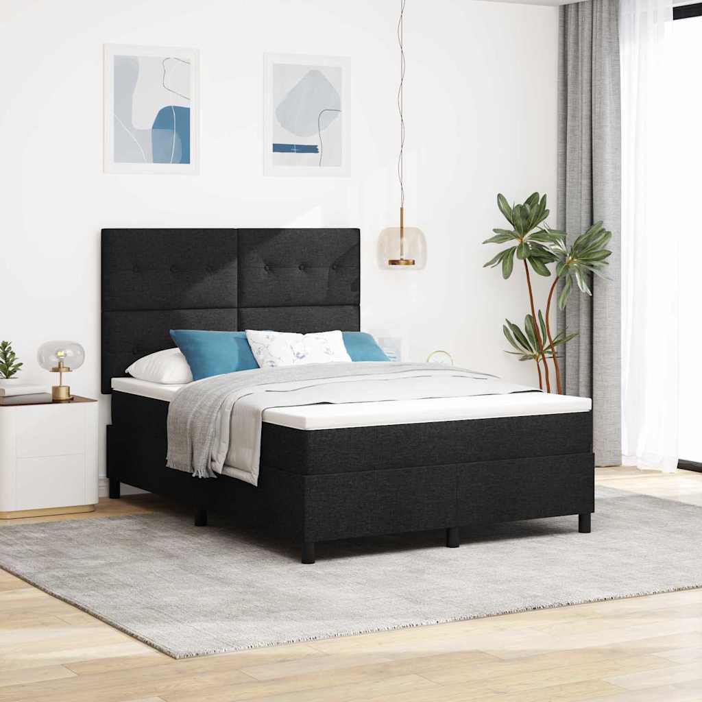 Bäddfjäder med LED-ljusslingor Svart 160 x 200 cm tyg