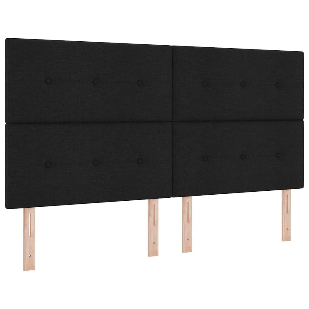 Bäddfjäder med LED-ljusslingor Svart 180 x 200 cm tyg