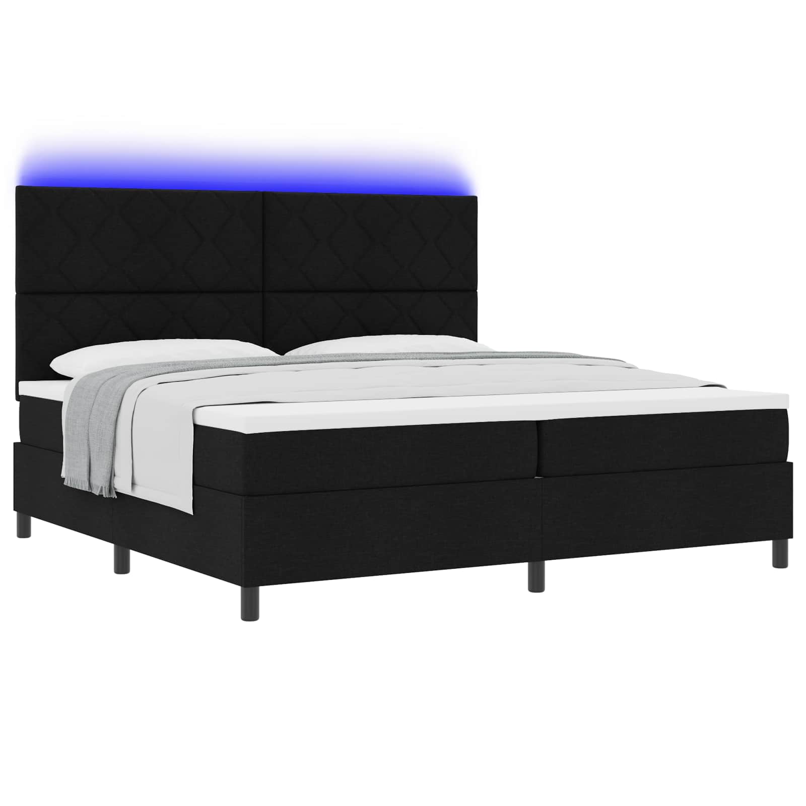 Bäddfjäder med madrass med led Svart 200 x 200 cm tyg