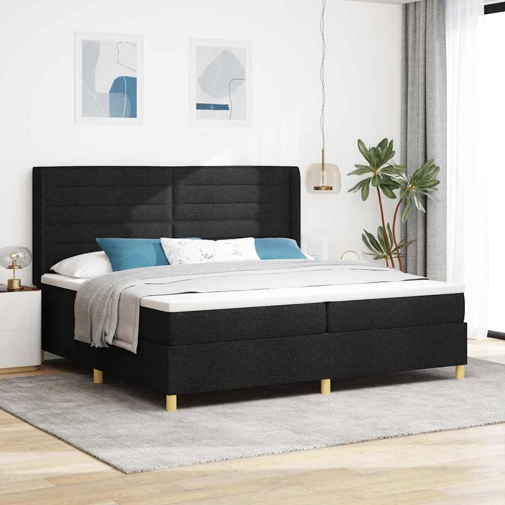 Bäddfjäder med madrass med led Svart 200 x 200 cm tyg
