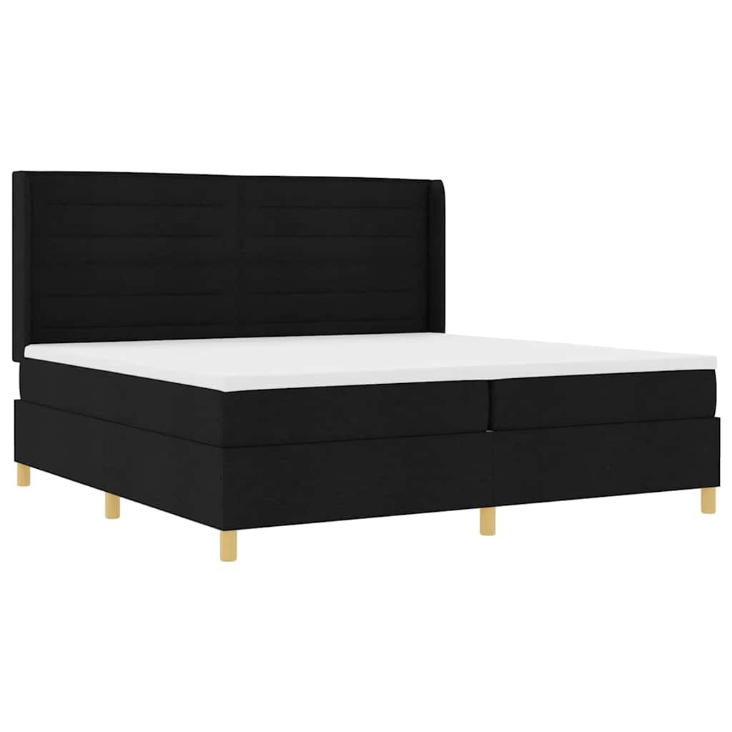 Bäddfjäder med madrass med led Svart 200 x 200 cm tyg