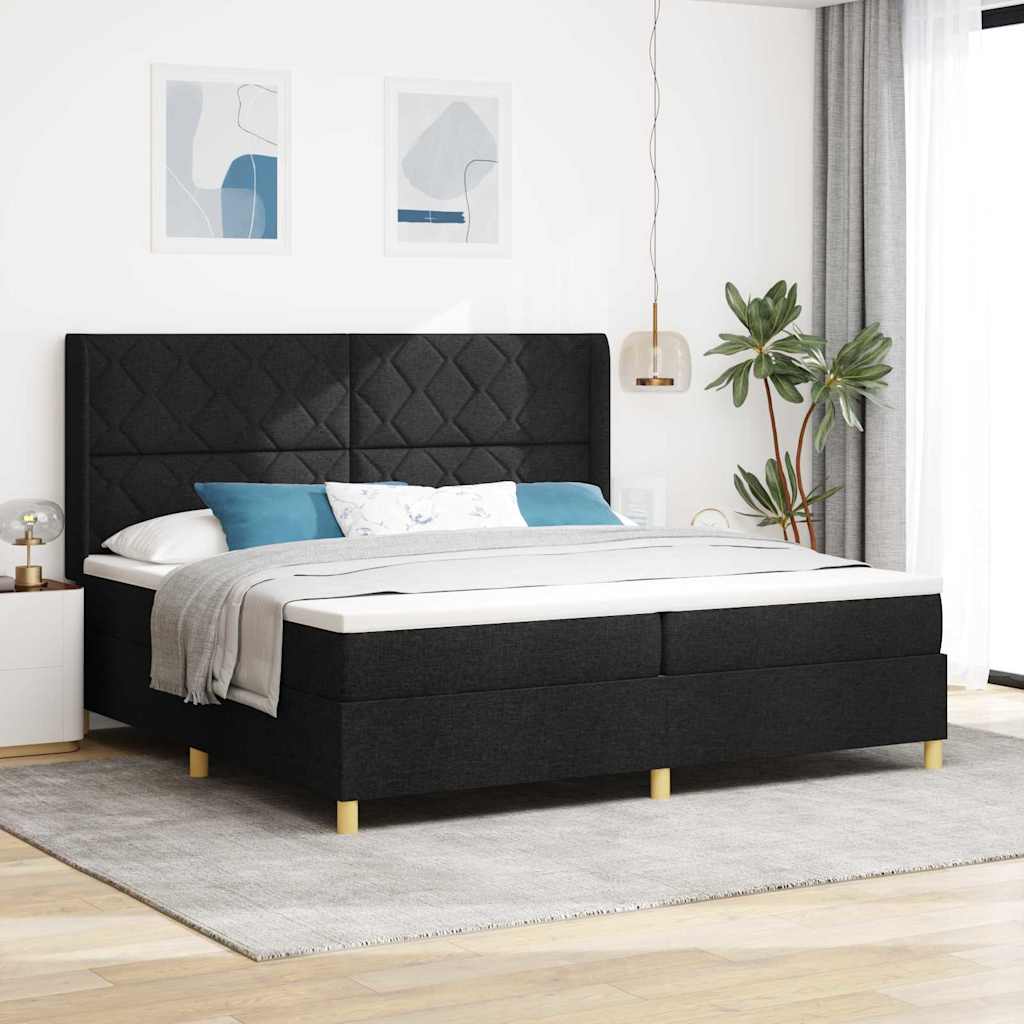 Bäddfjäder med LED-ljusslingor Svart 200 x 200 cm tyg