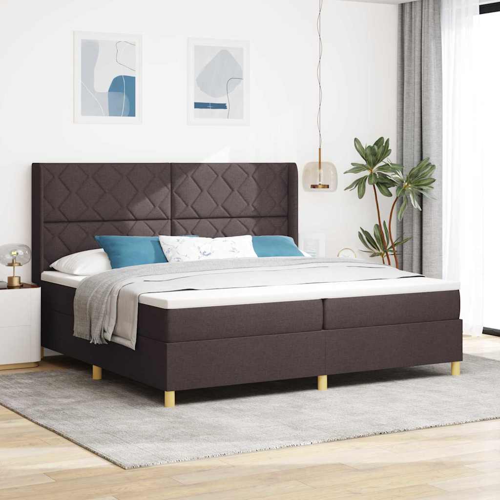 Bäddfjäder med LED-ljusslingor Brun 200 x 200 cm tyg
