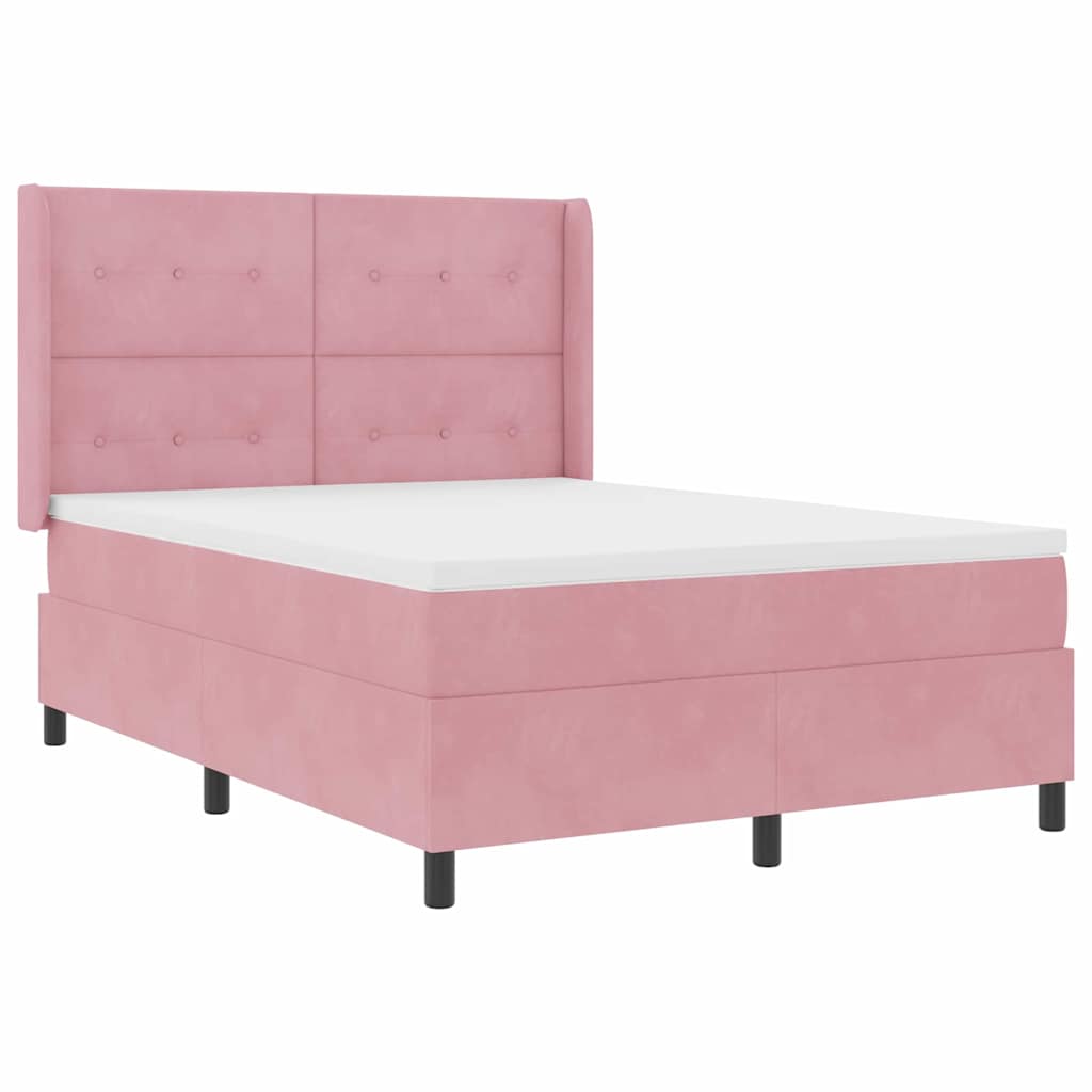 Bäddfjäder med LED-ljusslingor Rosa 160 x 200 cm Sammet