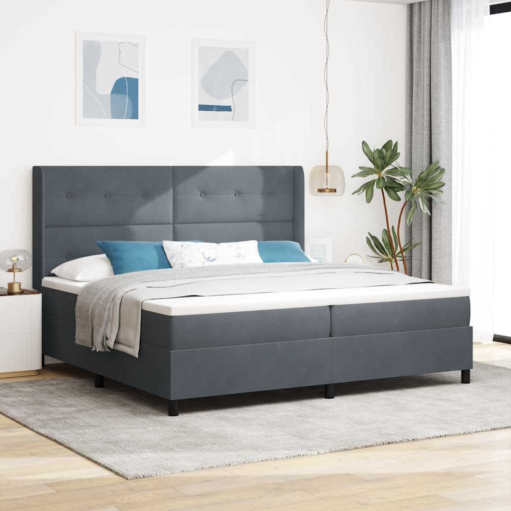 Bäddfjäder med LED-ljusslingor Mörkgrå 200 x 200 cm Sammet
