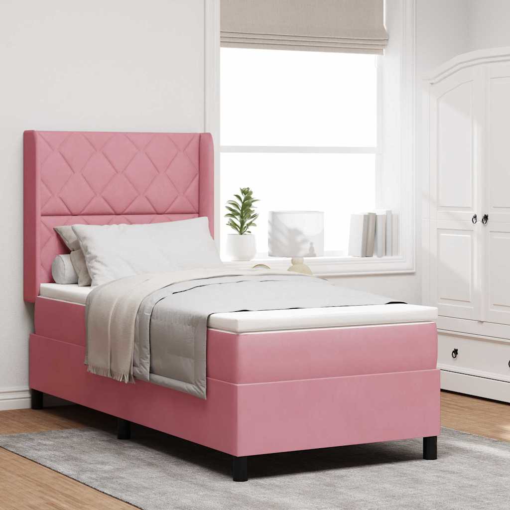 Bäddfjäder med LED-ljusslingor Rosa 90 x 200 cm Sammet
