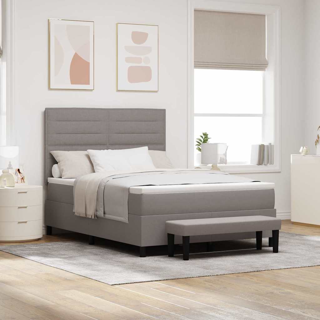 Bäddfjäder med huvudgavel Taupe 140 x 190 cm tyg