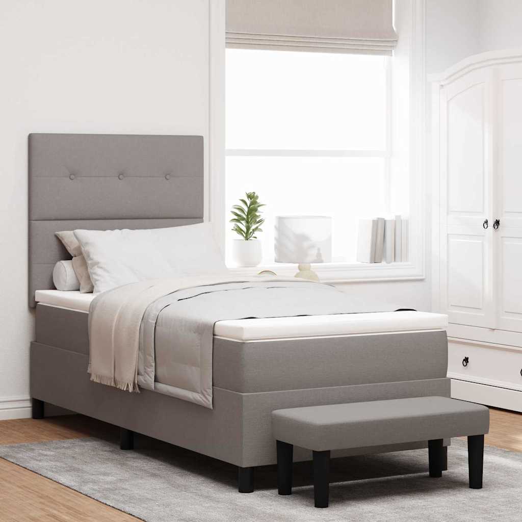 Bäddfjäder med kudde med huvudgavel Taupe 90 x 200 cm tyg