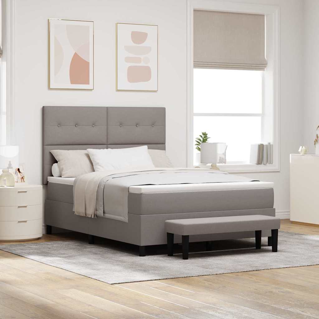 Bäddfjäder med huvudgavel Taupe 140 x 190 cm tyg