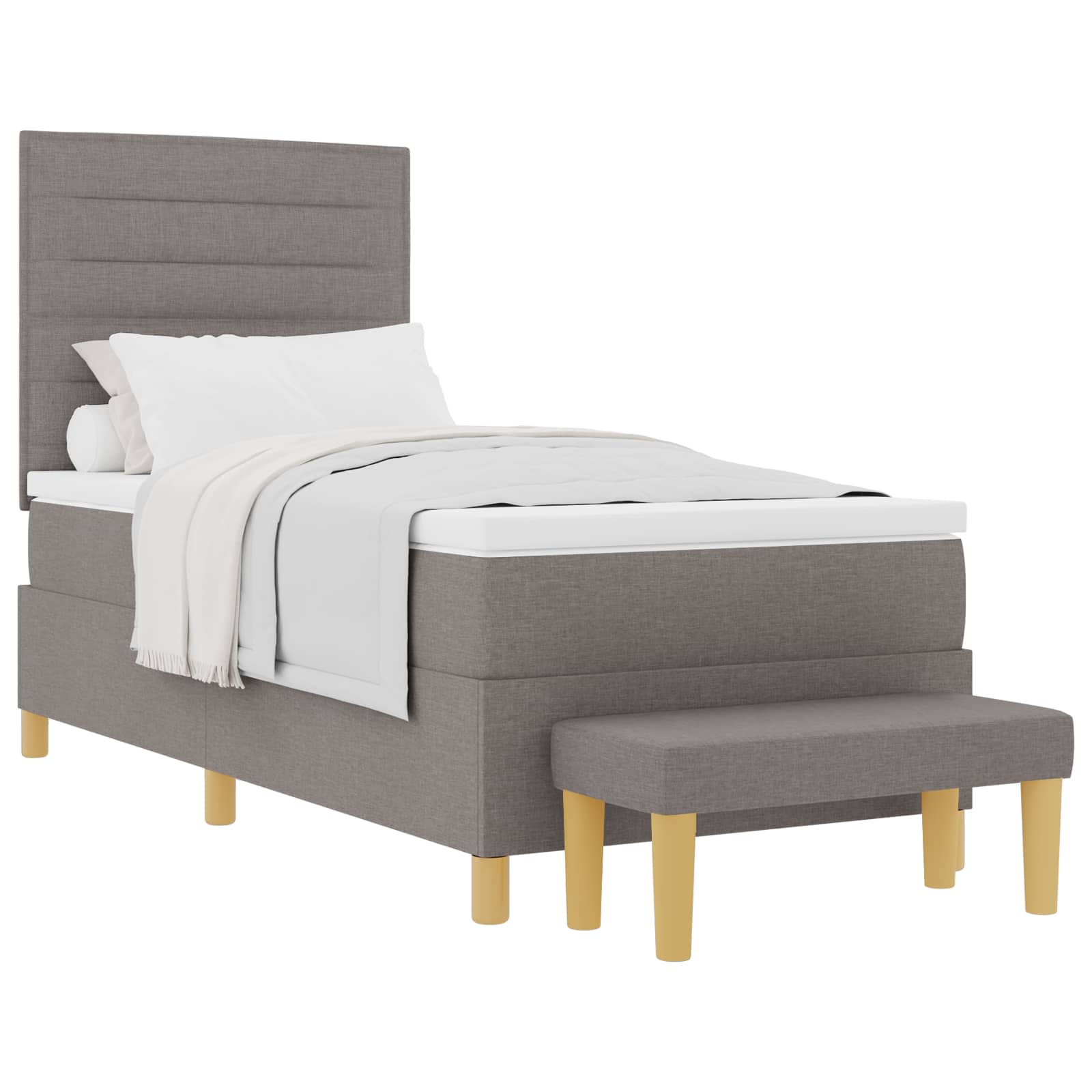 Bäddfjäder med huvudgavel Taupe 200 x 90 cm tyg