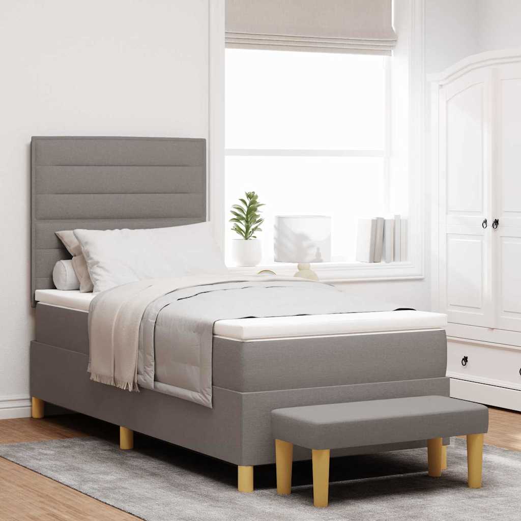 Bäddfjäder med huvudgavel Taupe 200 x 90 cm tyg