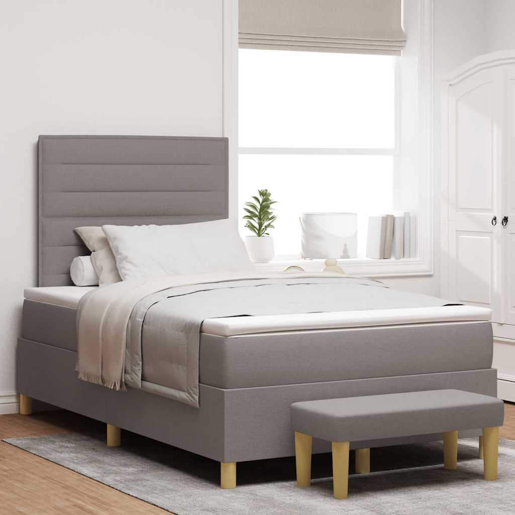 Bäddfjäder med huvudgavel Taupe 200 x 120 cm tyg
