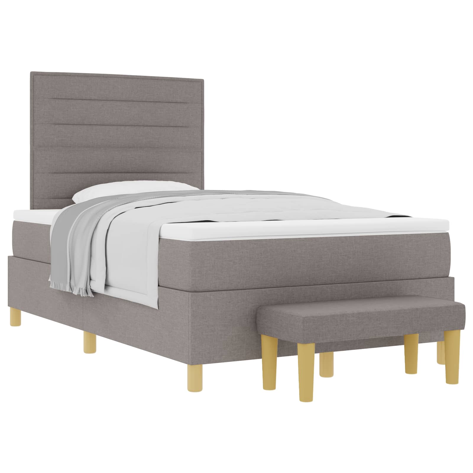 Bäddfjäder med huvudgavel Taupe 200 x 120 cm tyg