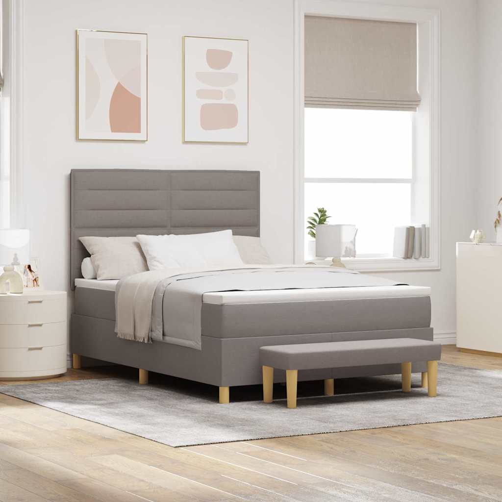 Bäddfjäder med huvudgavel Taupe 190 x 140 cm tyg