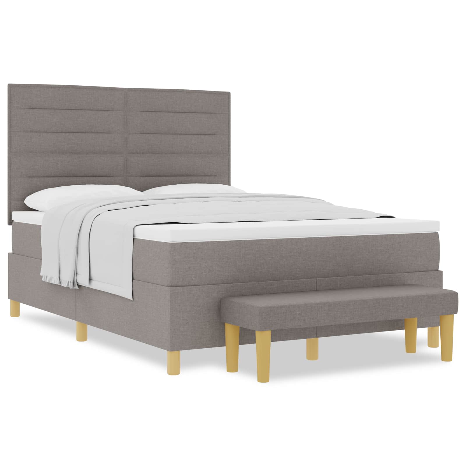 Bäddfjäder med huvudgavel Taupe 200 x 140 cm tyg