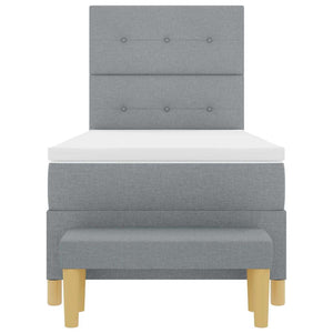 Bäddfjäder med madrass med huvudgavel Ljusgrå 80 x 200 cm tyg