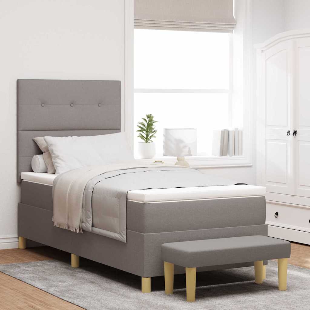 Bäddfjäder med kudde med huvudgavel Taupe 200 x 90 cm tyg