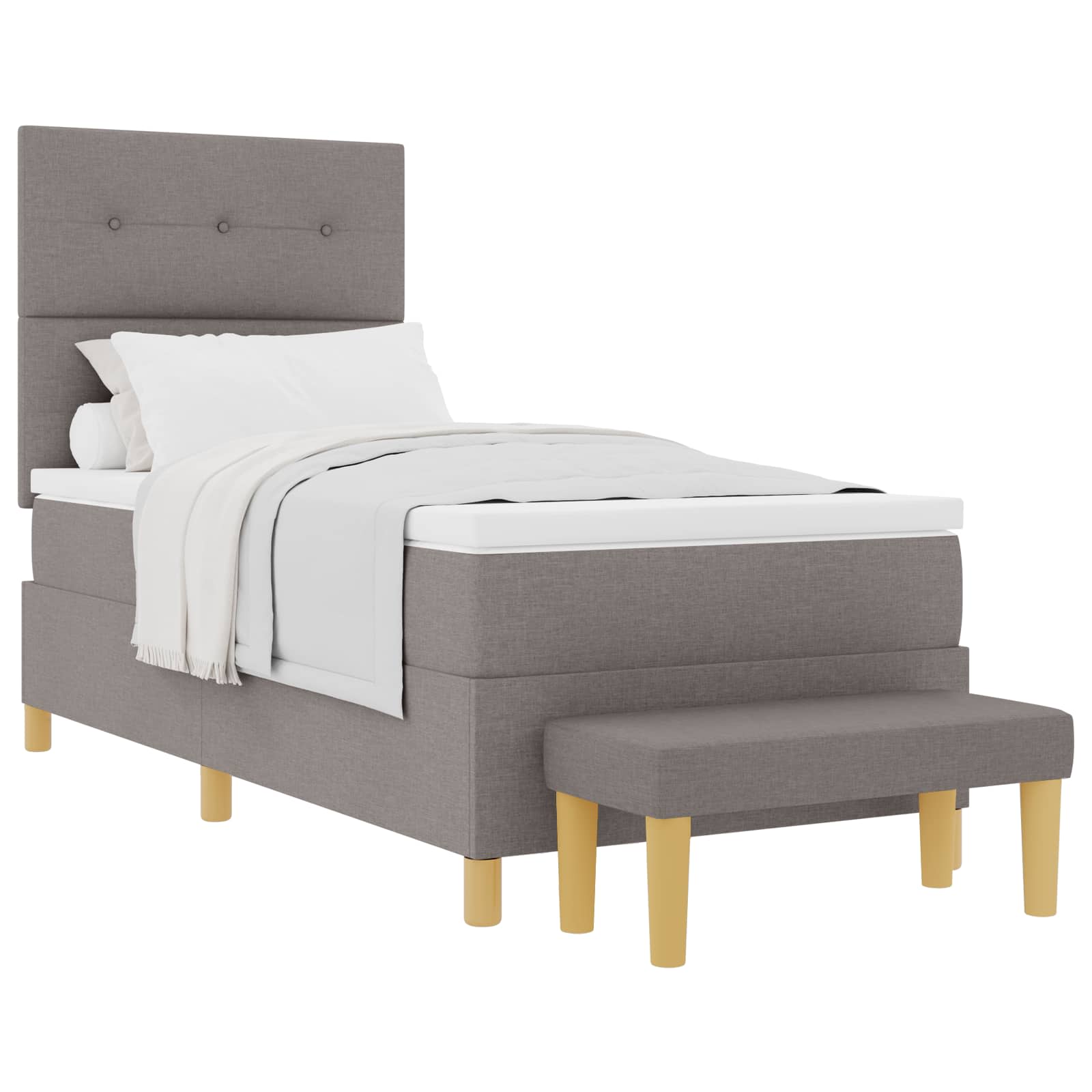Bäddfjäder med kudde med huvudgavel Taupe 200 x 90 cm tyg