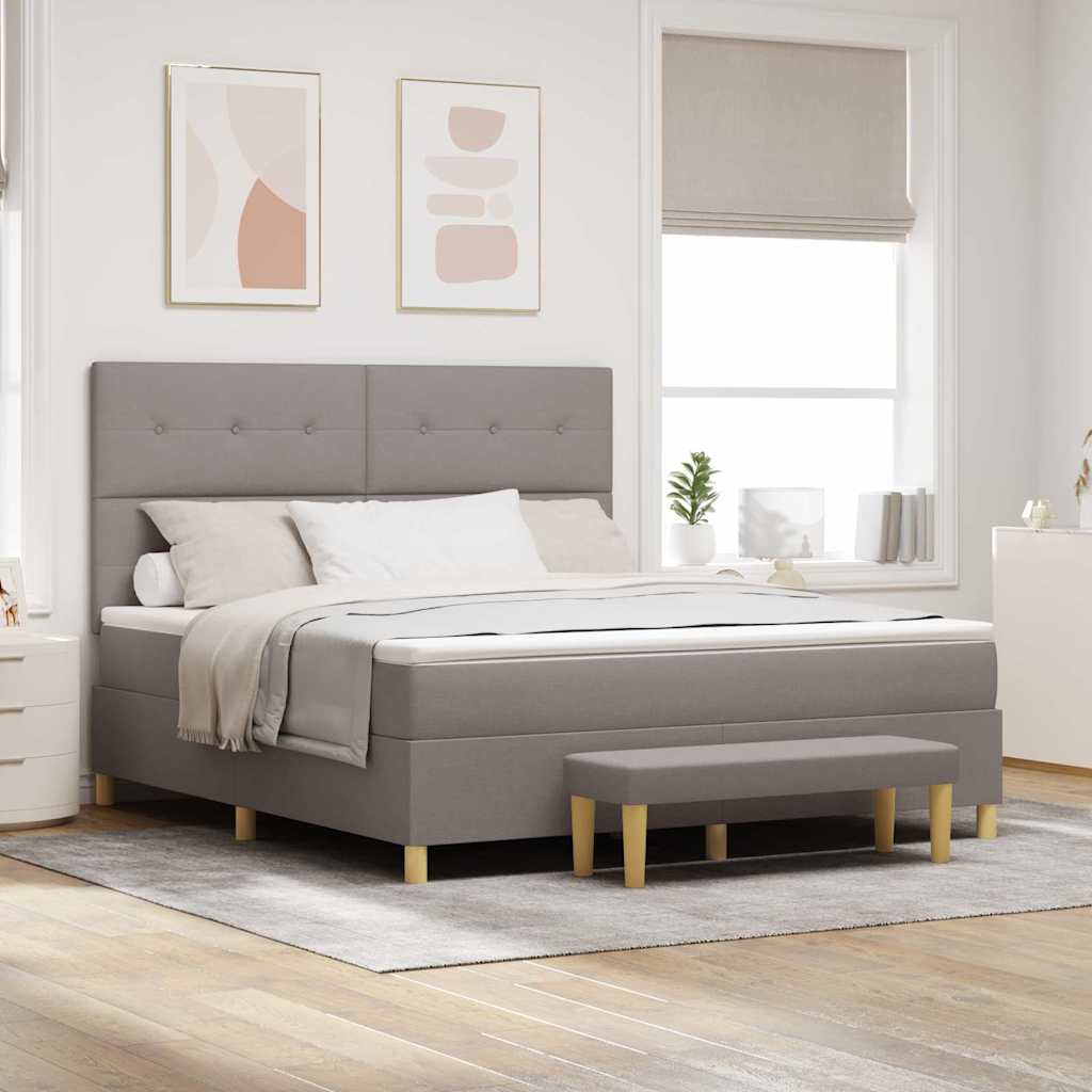 Bäddfjäder med huvudgavel Taupe 200 x 180 cm tyg