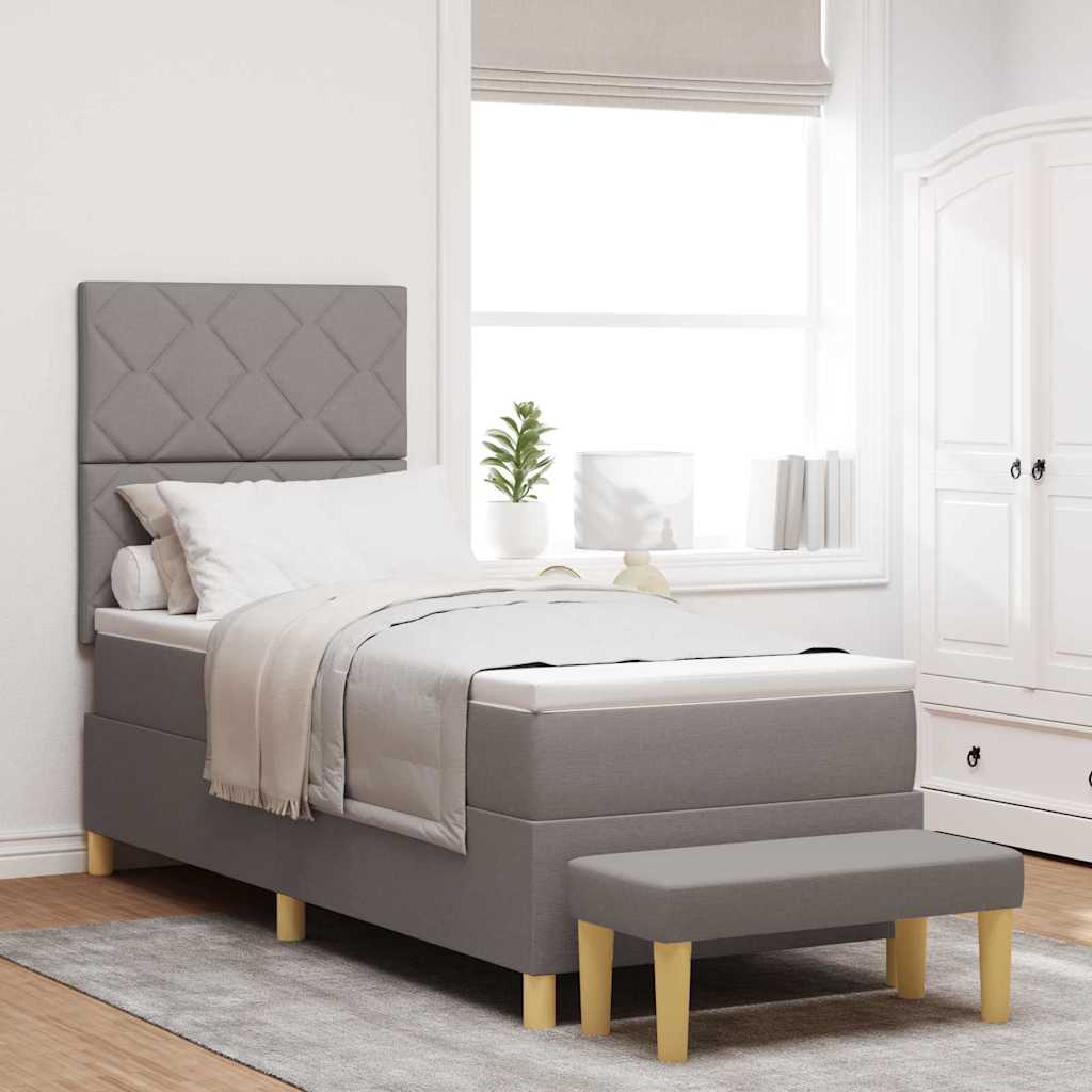 Bäddfjäder med huvudgavel Taupe 200 x 80 cm tyg