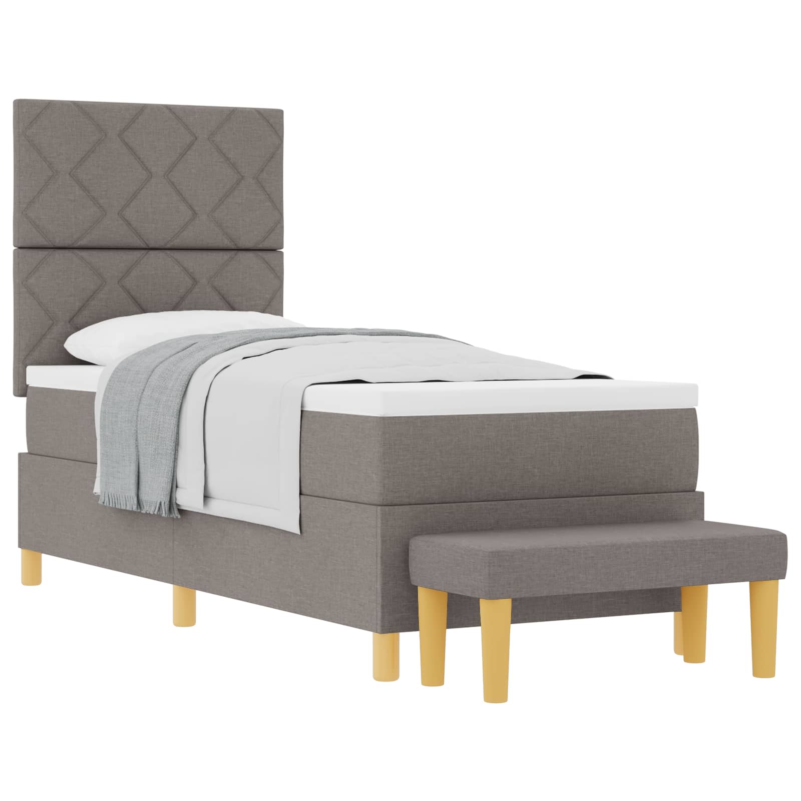 Bäddfjäder med huvudgavel Taupe 200 x 80 cm tyg