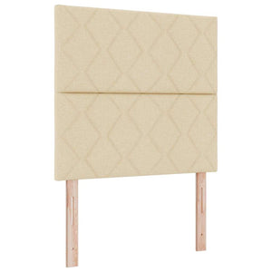 Bäddfjäder med madrass med huvudgavel Kräm 120 x 200 cm tyg