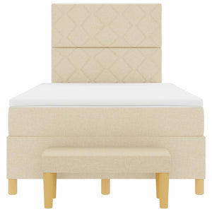 Bäddfjäder med madrass med huvudgavel Kräm 120 x 200 cm tyg