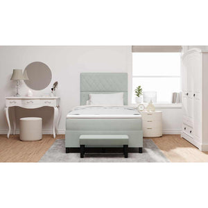 Bäddfjäder med madrass Ljusgrå 120 x 200 cm Sammet