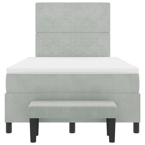 Bäddfjäder med madrass Ljusgrå 120 x 200 cm Sammet