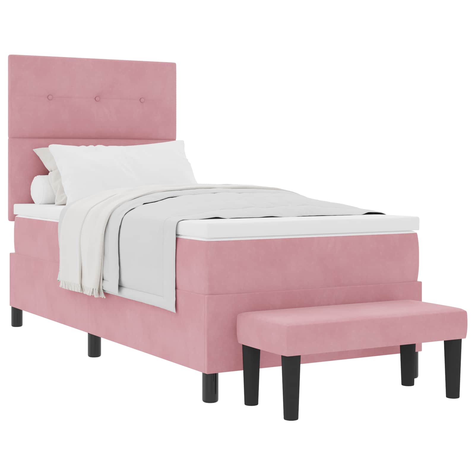 Bäddfjäder med huvudgavel Rosa 200 x 100 cm Sammet